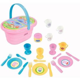 Smoby – Peppa Wutz Picknick-Korb – Spielset mit Spielzeug-Teeservice (20 Teile), inkl. Teller, Besteck, Becher, für Kinder ab 3 Jahren, rosa