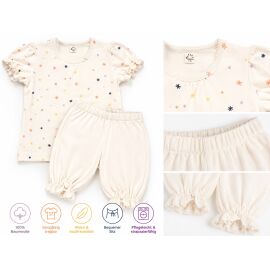 Popolini Mädchen Pyjama Sparkle 1/2 Arm Gr. 86/92 | 100% Baumwolle | Ganzjahres-Schlafanzug