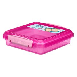 Sistema Sandwichbox 450 ml vielseitig, luftdichter Verschluss 15,5 x 15 x 4,3 cm pink