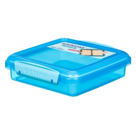 Sistema Sandwichbox 450 ml vielseitig, luftdichter Verschluss 15,5 x 15 x 4,3 cm blau