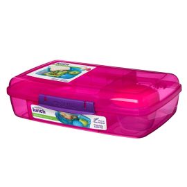Sistema Bento Box mit Joghurtbehälter 2 Fächer mit Deckel 1,76 l, 4-fach unterteilt, pink