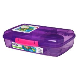 Sistema Bento Box mit Joghurtbehälter 2 Fächer mit Deckel 1,76 l, 4-fach unterteilt, lila