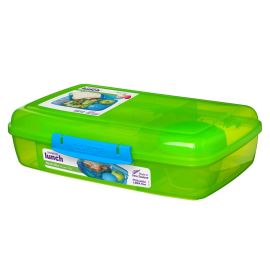 Sistema Bento Box mit Joghurtbehälter 2 Fächer mit Deckel 1,76 l, 4-fach unterteilt, grün