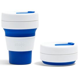 Original Stojo Pocket Cup – Faltbarer Silikon-Becher – Blau – 355 ml / 12 oz