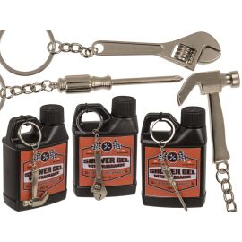 Duschgel „Motoröl-Kanister“ 260 ml mit Metall-Schlüsselanhänger, 3-fach sortiert