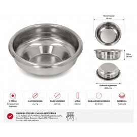 Filtre Café Ascaso 1 Tasse 7 g Ø68 mm H24 mm pour Porte-Filtre 58 mm Compatible avec de Nombreuses Machines Expresso Pièce dOrigine