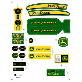 Peg Perego Aufkleber John Deere JD GROUND FORCE W/TRAILER DECAL W/N.LOGO